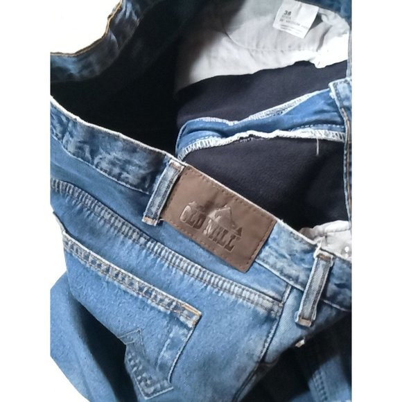 Jeans Old Mill Blue Lined Size Fleece Men's Denim Fit Men's Straight Pants 38/36 - Picture 8 of 10